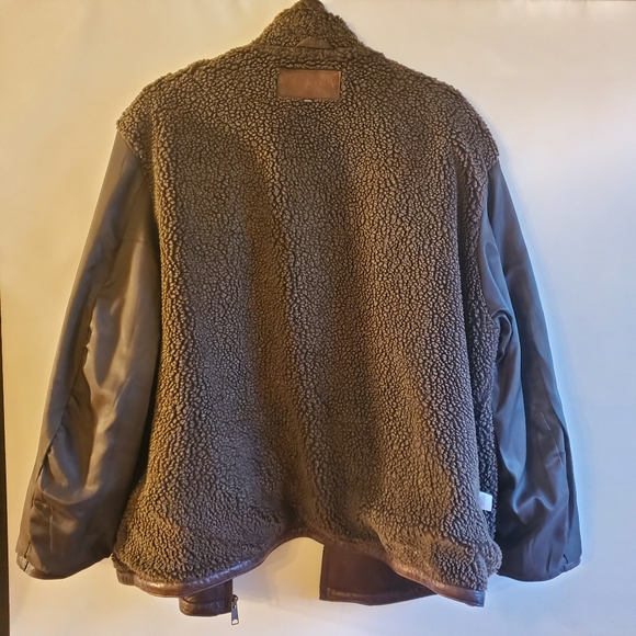 SONOMA MEN'S 100% LEATHER JACKET BROWN LINING SHERPA SIZE XXL - Picture 6 of 11